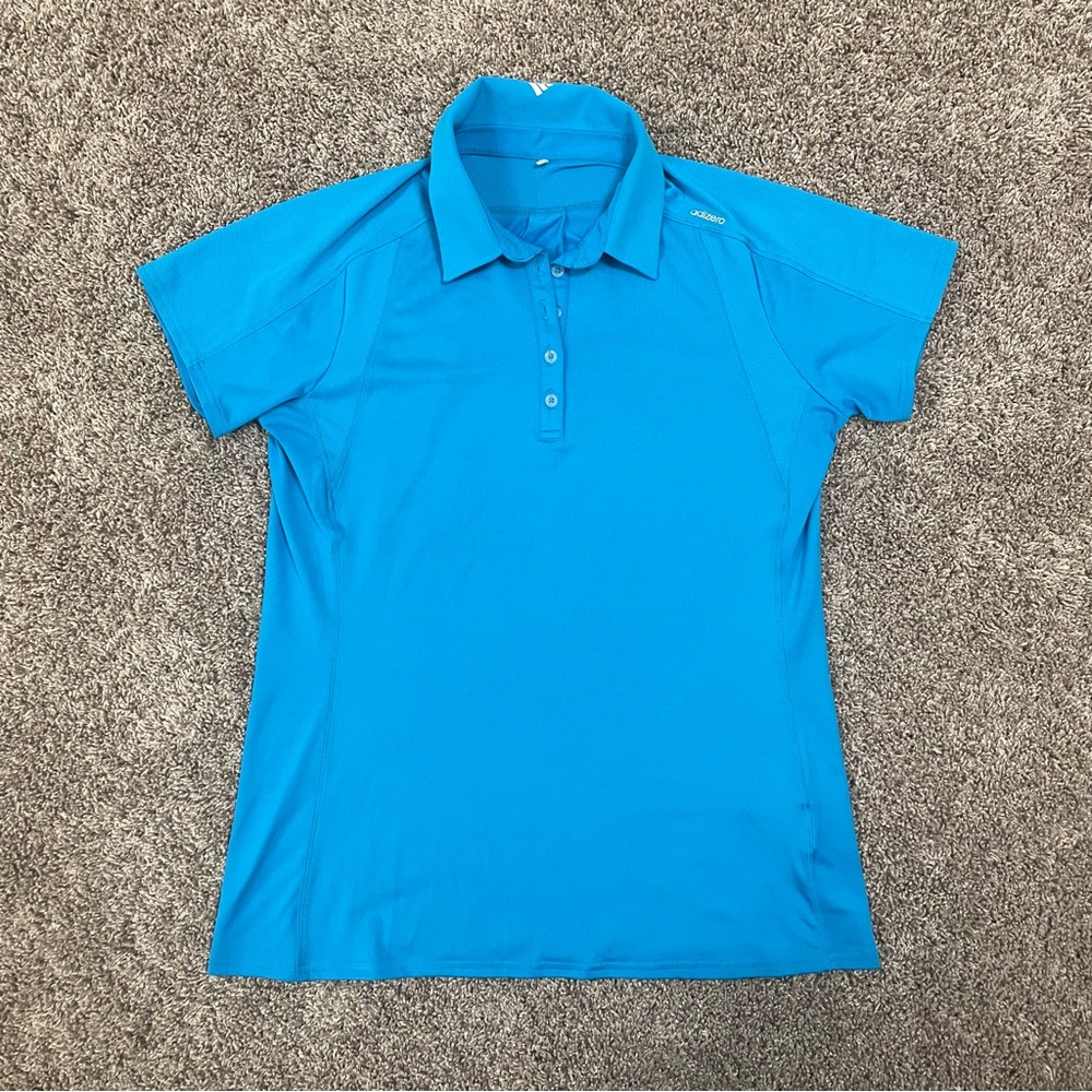 Adidas Golf Women’s Bright Blue Fitted Polo Shirt Short Sleeve, Size Medium
